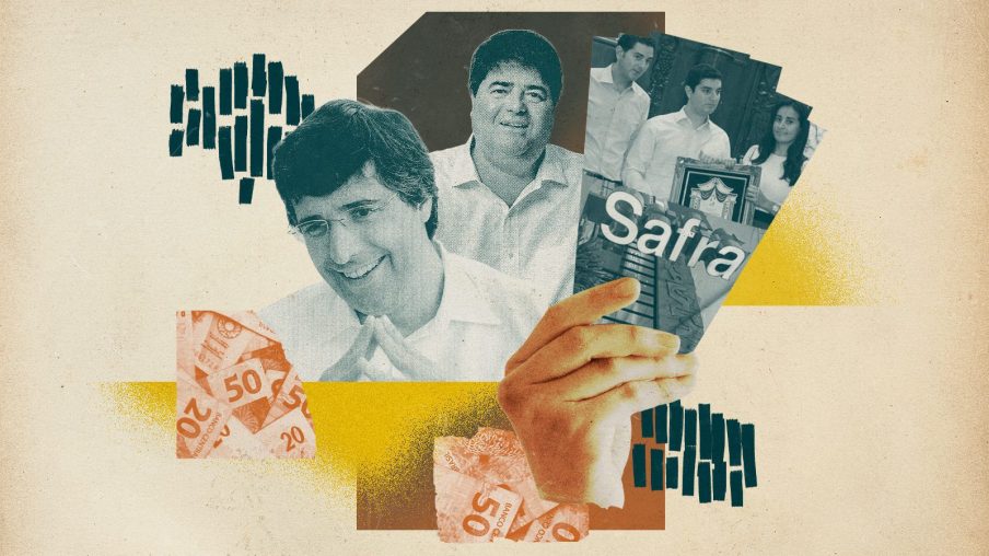 Colagem com Bilionários do Mercado Financeiro: André Esteves, Pedro Moreira Salles e os herdeiros do Safra