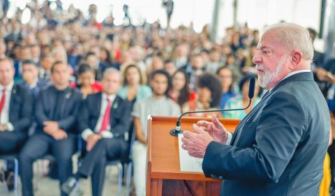 Presidente Lula em discurso no Palácio do Planalto. Foto: Ricardo Stuckert/PR