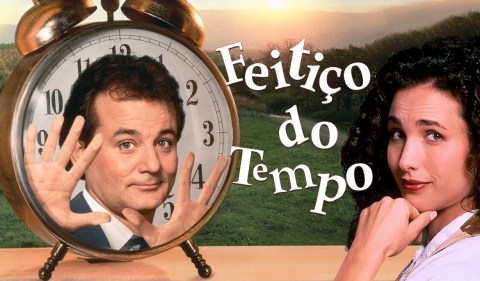 Montagem com o cartaz do filme 'Feitiço do Tempo', do início dos anos 1990. Foto: reprodução da internet
